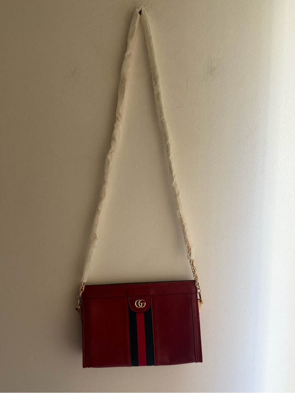 GG Supreme Ophidia Medium Shoulder Bag • Genuine Leather • Red/Navy • NWT - Picture 2 of 9
